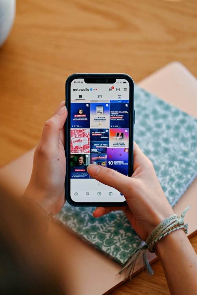 A person exploring social content on a phone